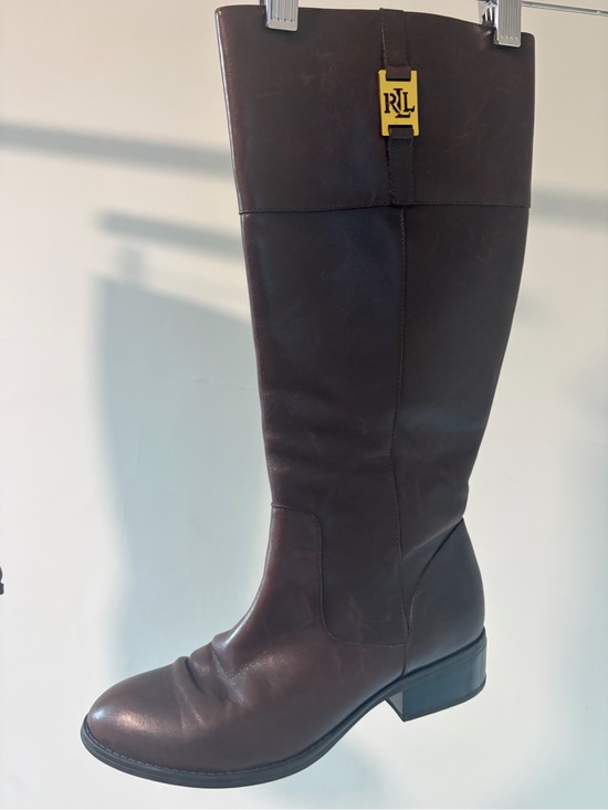 Ralph Lauren Shoes - Ralph Lauren Dark Brown Leather Knee-High Riding Boot - Maribel - Size 8